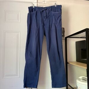 ALEX MILL blue cotton indigo garment dyed elastic pull on straight leg pants